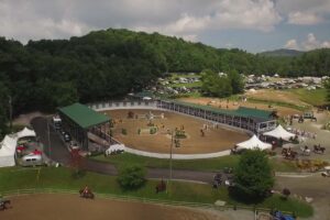drone shot of blowing rock charity horse show